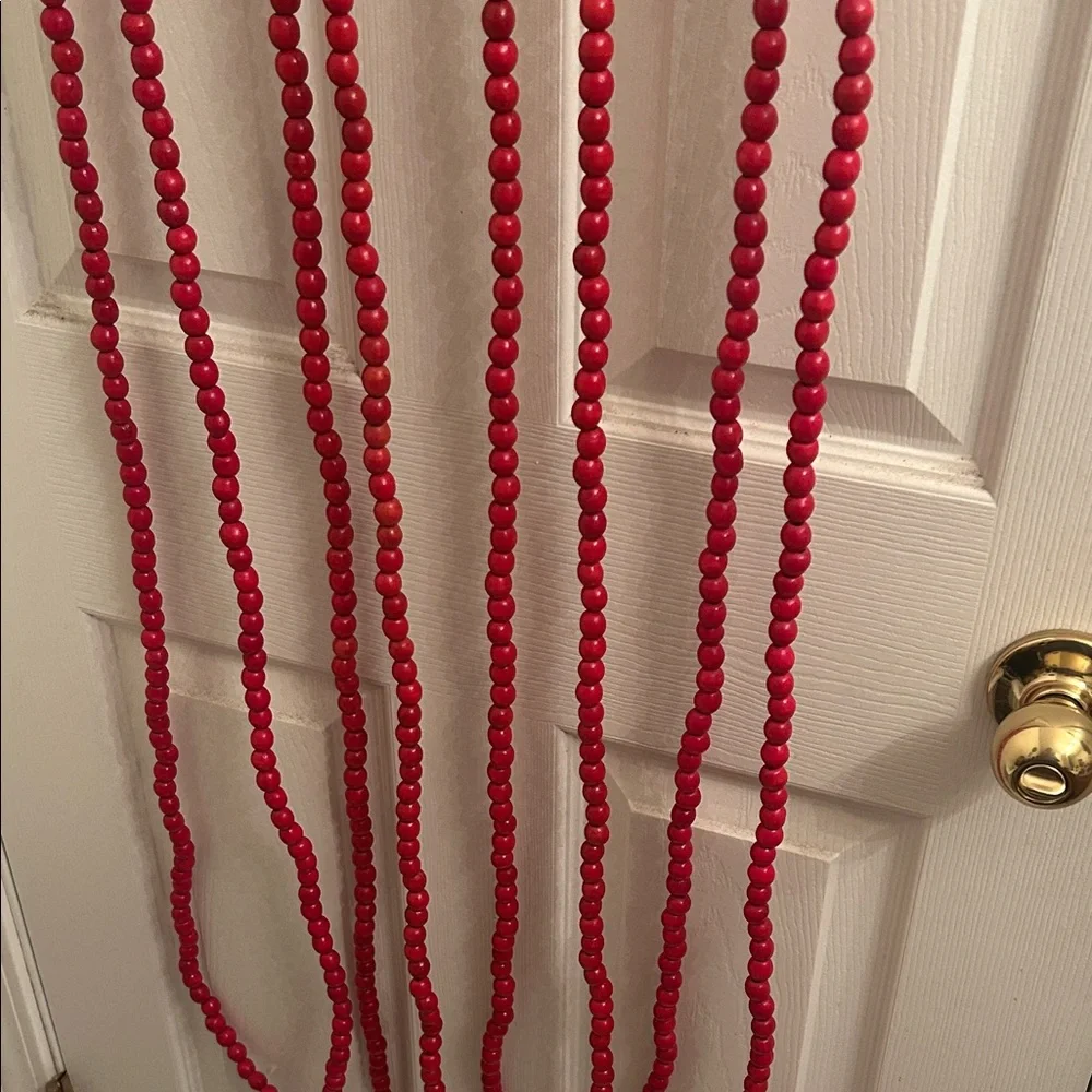 Vintage Christmas Wooden Red Beaded Garland selling per strand -108” each strand